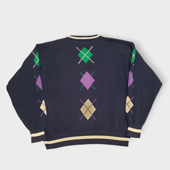 Vtg Salty Dog Gant Argyle Golf Pullover
 Sweater Sz XL Grandpa 90s Cosby Preppy - Picture 4 of 12